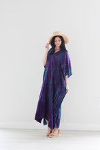 Purple Tie Dyed Kaftan, Maxi Kaftan Dress, Purple Abaya Dress, Plus