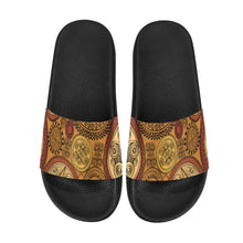 Mens Slide Sandals, Brown Paisley Print